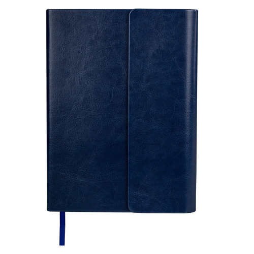 Ежедневник с магнитным клапаном  BRAUBERG, А5, недатированный, под кожу, темно-синий фото 2
