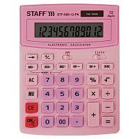 Калькулятор настольный STAFF, 200х150 мм, 12 разрядов, двойное питание, розовый