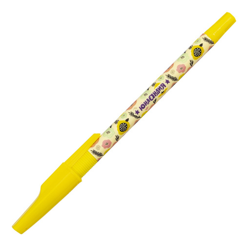 Ручка шариковая ЮНЛАНДИЯ "FLOWERS", синяя, линия письма 0,35 мм фото 5