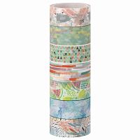 Клейкие WASHI-ленты для декора ОСТРОВ СОКРОВИЩ "Микс №1", 15 мм х 3 м, 7 цветов, рисовая бумага