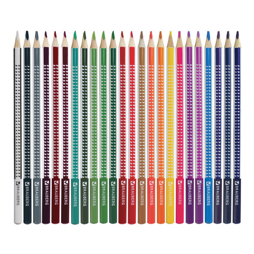 Карандаши цветные BRAUBERG "БАБОЧКИ", 24 цвета, трехгранные заточенные, корпус с полосками фото 6