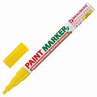 Маркер-краска лаковый (paint marker) BRAUBERG PROFESSIONAL, 2 мм, без запаха, алюминий, желтый