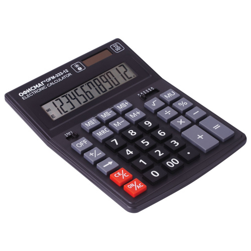 Калькулятор настольный ОФИСМАГ, 200x154 мм, 12 разрядов, двойное питание, черный фото 7