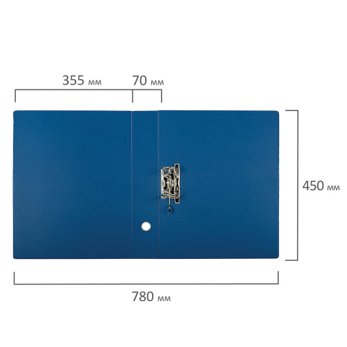 Папка-регистратор БОЛЬШОГО ФОРМАТА А3 с двухсторонним покрытием из ПВХ, 70 мм, синяя, BRAUBERG, 271832 фото 8