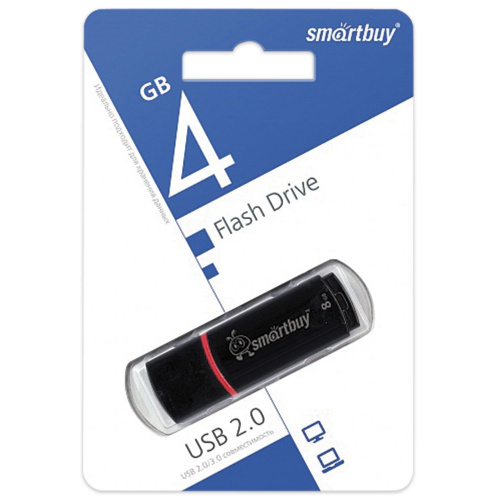 Флеш-диск SMARTBUY Crown, 4 GB, USB 2.0, черный фото 3