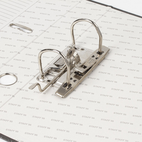 Папка-регистратор STAFF "Basic", 50 мм, с мраморным покрытием, без уголка, черный корешок фото 3