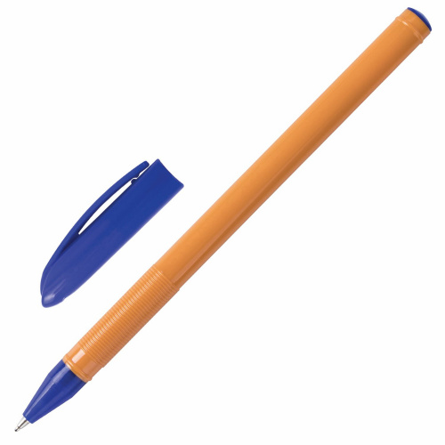Ручка шариковая масляная ОФИСМАГ, СИНЯЯ, корпус оранжевый, узел 0,7 мм, линия письма 0,35 мм фото 9