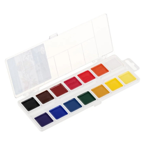 Краски акварельные ГАММА "Классическая", 14 цветов, медовая, без кисти, пластиковая коробка фото 2