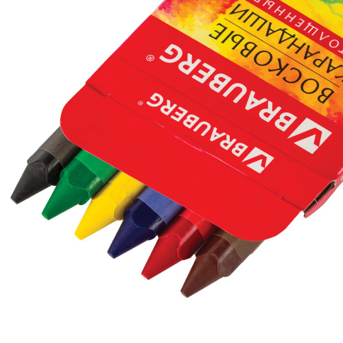 Восковые карандаши утолщенные BRAUBERG "АКАДЕМИЯ", 6 цветов фото 4