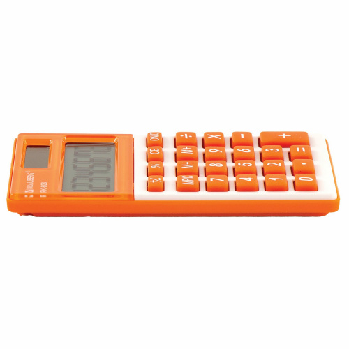Калькулятор карманный BRAUBERG, 107x64 мм, 8 разрядов, двойное питание, оранжевый фото 10
