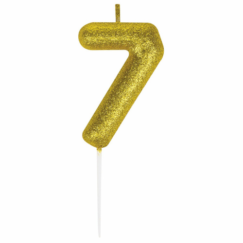 Свеча-цифра для торта ЗОЛОТАЯ СКАЗКА "7", золотая с глиттером, 6 см, на шпажке, в блистере фото 5