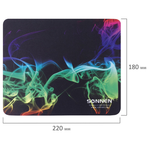 Коврик для мыши SONNEN "SMOKE", 220х180х3 мм, резина, ткань фото 3