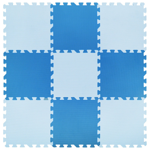 Коврик-пазл напольный ЮНЛАНДИЯ, 0,9х0,9 м, 9 элементов 30х30 см, толщина 1 см, мягкий, синий фото 5