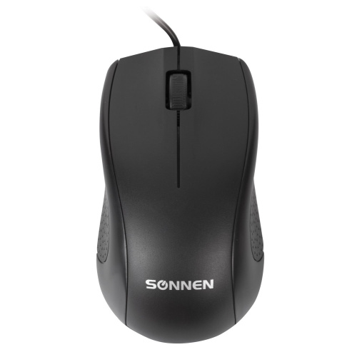Мышь проводная SONNEN М-201, USB, 1000 dpi, 2 кнопки + колесо-кнопка, оптическая, черная фото 2
