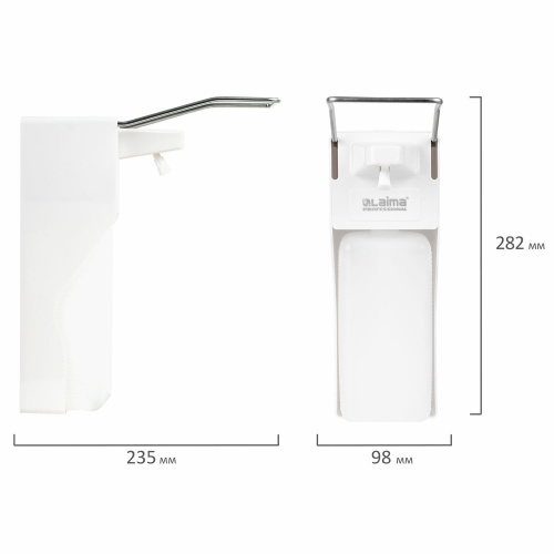 Дозатор локтевой для антисептика и мыла LAIMA, ABS-пластик, 1 л, с еврофлаконом фото 9