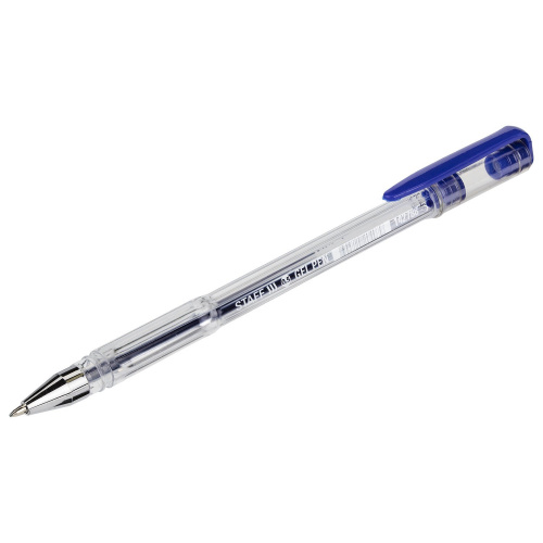 Ручка гелевая STAFF "Basic", синяя, корпус прозрачный, хромированные детали, линия письма 0,35 мм фото 4