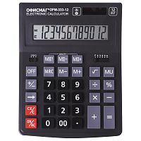 Калькулятор настольный ОФИСМАГ, 200x154 мм, 12 разрядов, двойное питание, черный