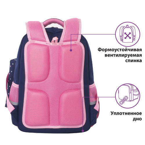 Рюкзак ЮНЛАНДИЯ COMPLETE, с пеналом в комплекте, эрго-спинка, "Pink bow", 42х29х14 см фото 6