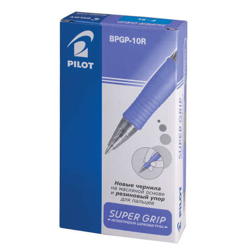 Ручка шариковая масляная автоматическая с грипом PILOT "Super Grip", линия письма 0,32 мм фото 2