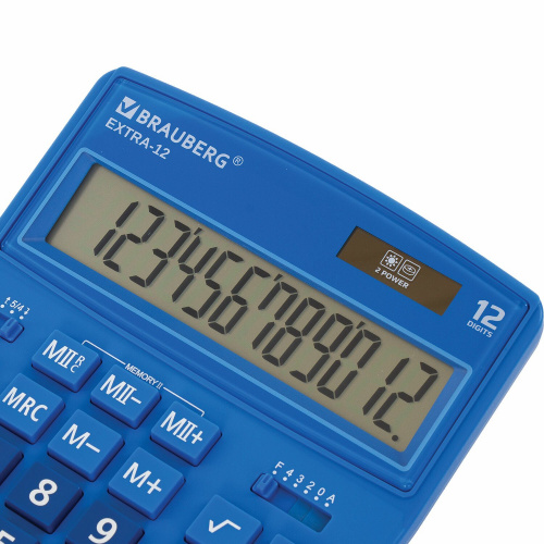 Калькулятор настольный BRAUBERG, 206x155 мм, 12 разрядов, двойное питание, синий фото 4