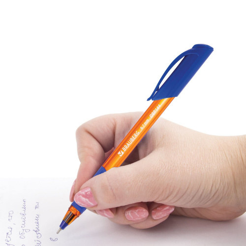 Ручка шариковая масляная BRAUBERG "Extra Glide GT Tone Orange", линия письма 0,35 мм, синяя фото 9