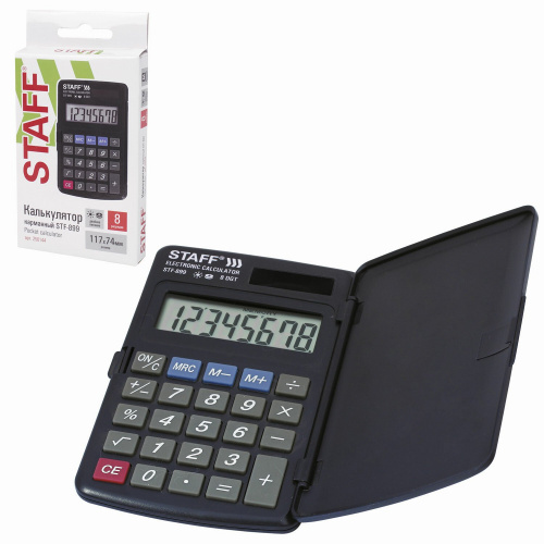 Калькулятор карманный STAFF STF-899, 117х74 мм, 8 разрядов, двойное питание фото 3