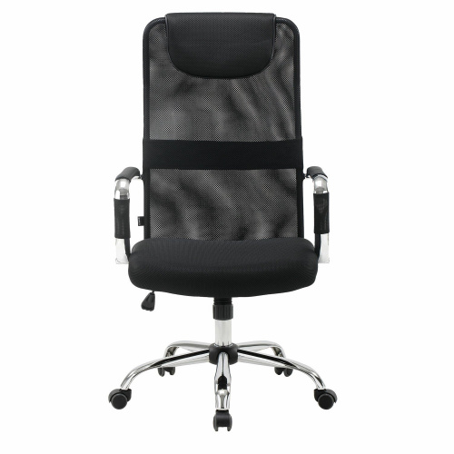 Кресло офисное BRABIX "Fit EX-514", с подголовником, хром, черное фото 2