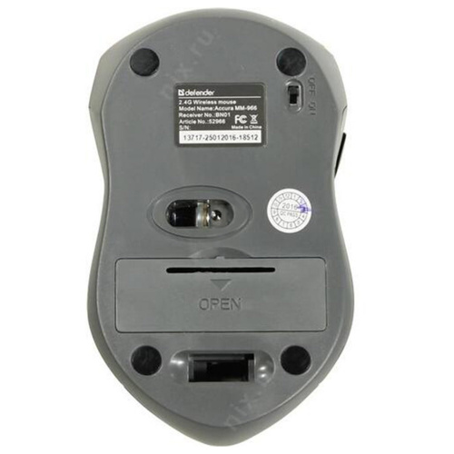 Мышь беспроводная DEFENDER ACCURA MM-965, USB, 5 кнопок + 1 колесо-кнопка, оптическая, красно-серая фото 7