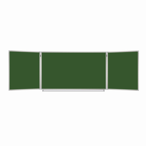 Доска для мела магнитная  BRAUBERG, 3-х элементная, 100х150/300 см, 5 рабочих поверхностей, зеленая