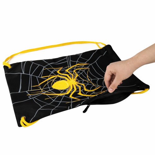 Мешок для обуви BRAUBERG PREMIUM, карман, подкладка, светоотражайка, 43х33 см, "Venomous spider" фото 6