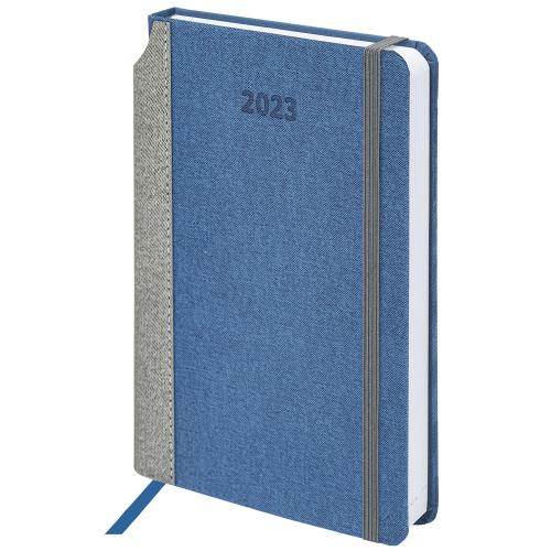 Ежедневник датированный 2023 BRAUBERG "Mosaic", А5, 138x213 мм, под кожу, синий