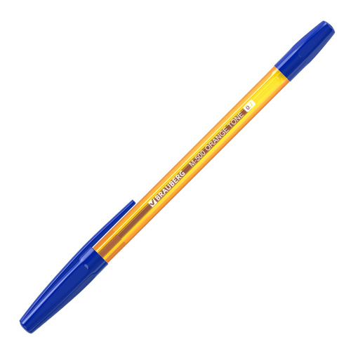 Ручка шариковая BRAUBERG "M-500 AMBER", корпус тонированный оранжевый, линия письма 0,35 мм, синяя фото 8