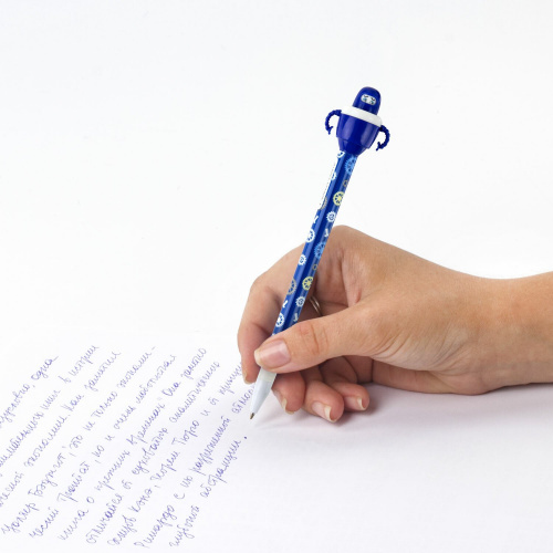 Ручка фигурная шариковая ЮНЛАНДИЯ "Робот", корпус ассорти, пишущий узел 0,7 мм, синяя фото 7