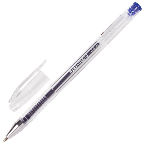 Ручка гелевая BRAUBERG "Jet", корпус прозрачный, узел 0,5 мм, линия письма 0,35 мм, синяя