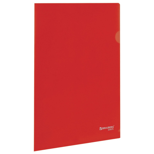 Папка-уголок жесткая, непрозрачная BRAUBERG, 0,15 мм, красная