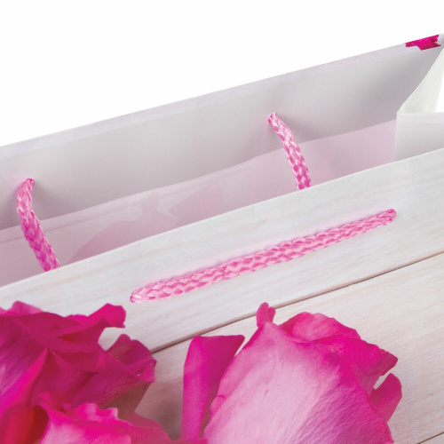 Пакет подарочный ЗОЛОТАЯ СКАЗКА "Розовые розы", 26x12,7x32,4 см, ламинированный фото 4