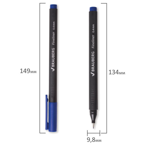 Ручка капиллярная (линер) BRAUBERG "Carbon", трехгранная, линия письма 0,4 мм, синяя фото 5