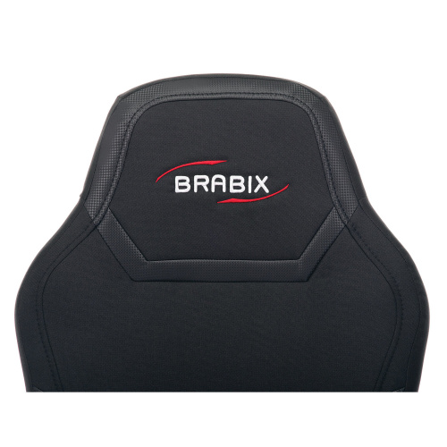 Кресло компьютерное BRABIX "Alpha GM-018", ткань/экокожа, черное фото 8