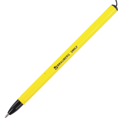 Ручка шариковая настольная BRAUBERG "SMILE", корпус желтый, линия письма 0,35 мм, синяя фото 2