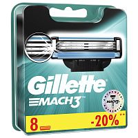 Сменные кассеты для бритья GILLETTE "Mach3", 8 шт., для мужчин