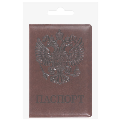 Обложка для паспорта STAFF "ГЕРБ", полиуретан под кожу, коричневая фото 8