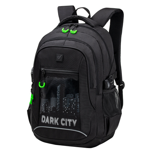 Рюкзак BRAUBERG CONTENT "Dark city", 47х33х18 см,  универсальный, 2 отделения, светоотражающий принт