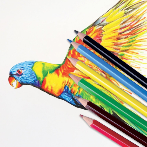 Карандаши цветные ПИФАГОР "ЖИРАФ", 6 цветов, пластиковые, классические заточенные фото 6