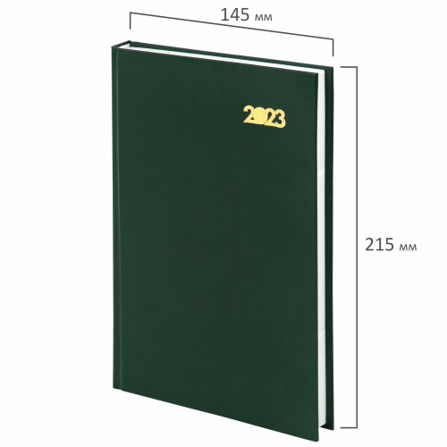 Ежедневник датированный на 2023 STAFF, 145х215 мм, А5, обложка бумвинил, зеленый фото 2