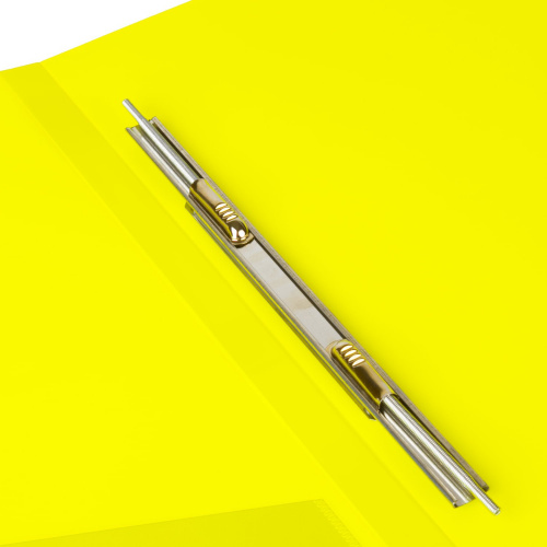 Папка с металлич скоросшивателем и внутренним карманом BRAUBERG "Neon", 16 мм, до 100 л, желтая фото 5