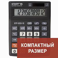 Калькулятор настольный STAFF, 138x103 мм, 12 разрядов, двойное питание