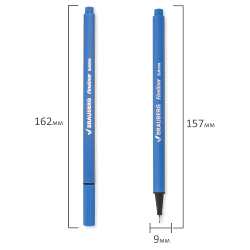 Ручка капиллярная (линер) BRAUBERG "Aero", трехгранная, металлический наконечник, голубая фото 4