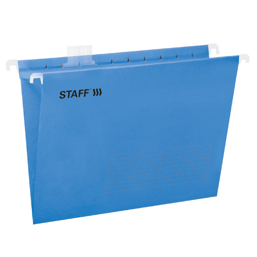 Подвесные папки STAFF, А4/Foolscap (404х240мм) до 80 л., 10 шт., синие, картон