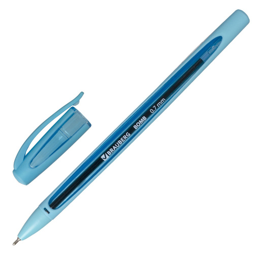 Ручка шариковая масляная BRAUBERG "BOMB GT Pastel", корпус ассорти, линия письма 0,35 мм, синяя фото 4
