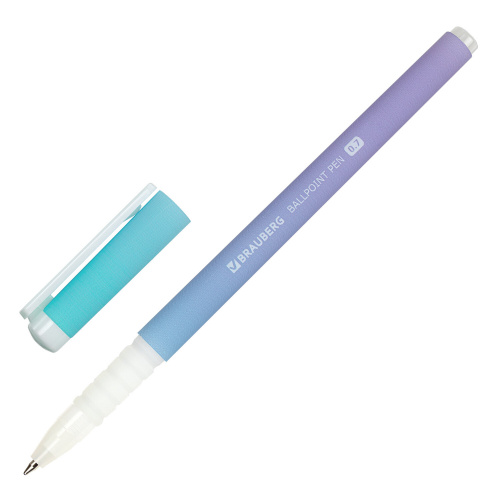 Ручка шариковая BRAUBERG SOFT TOUCH GRIP "GRADIENT PASTEL", ассорти, узел 0,7 мм, синяя фото 9